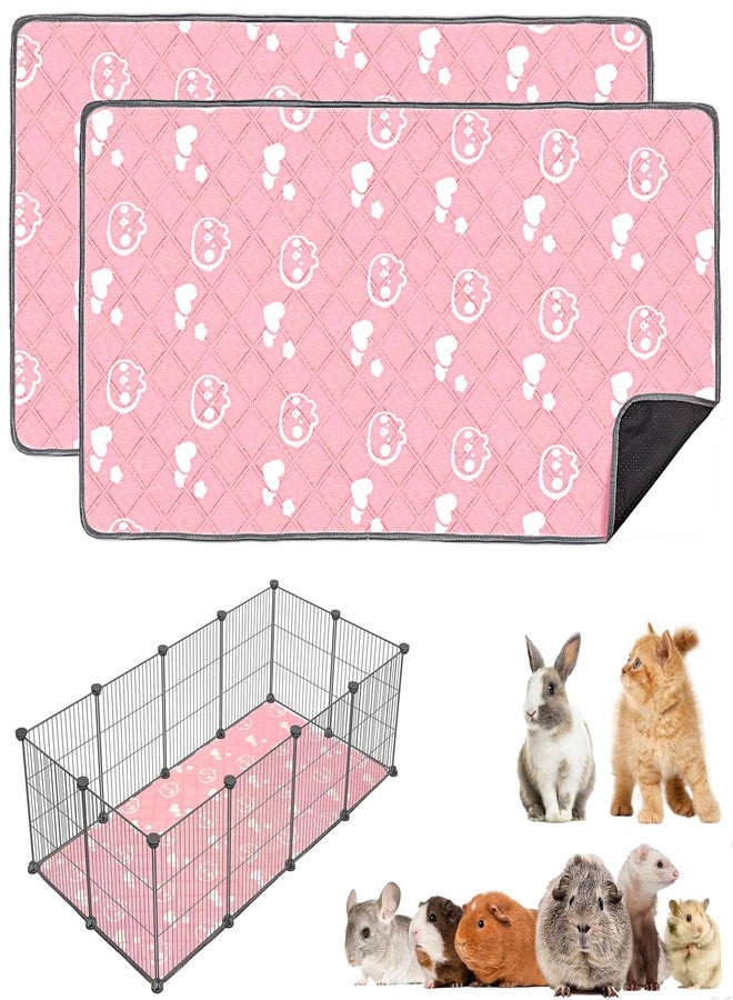 Mooydee 2 Pack Guinea Pig Bedding - Washable Guinea Pig Liners for C&C 2x4 Cage, Waterproof Reusable & Anti Slip Pee Pads Super Absorbent Mats for Small Animals Rabbit Hamster Rat (Pink, 57 x 28 Inch) - Image 1